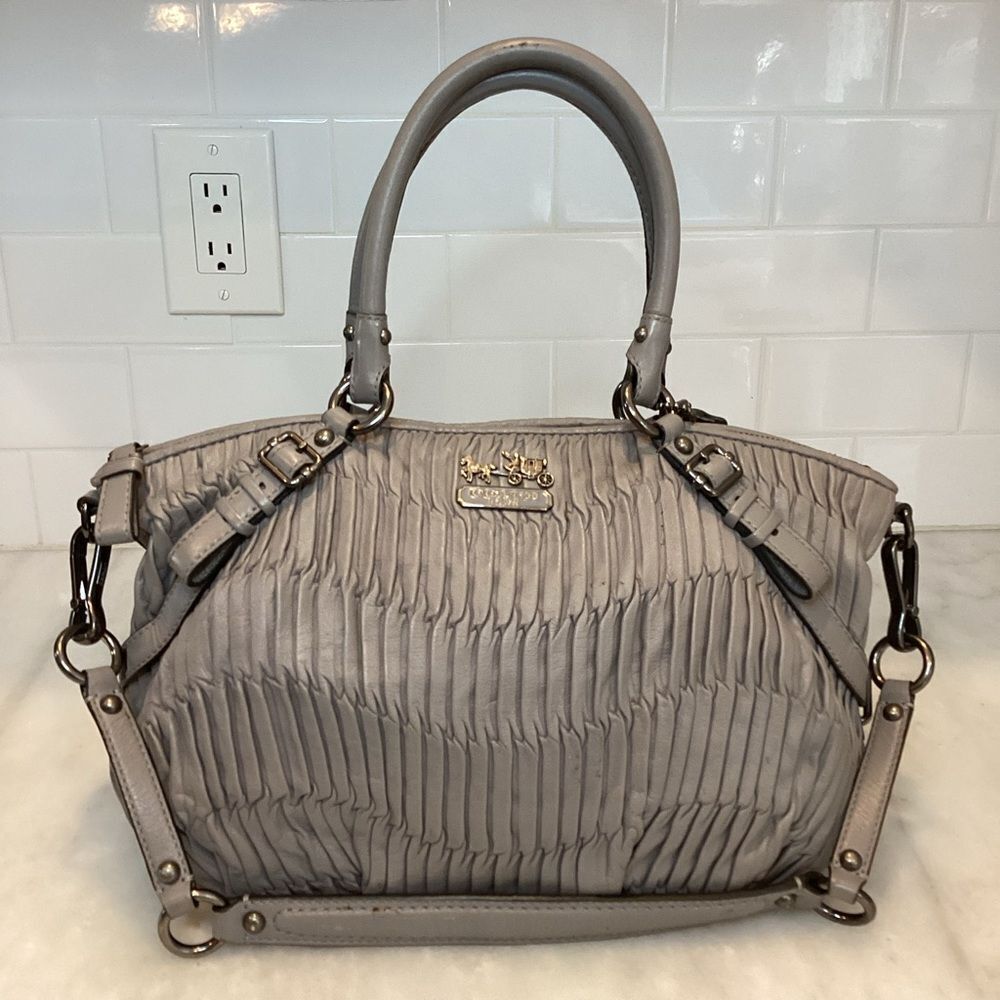 Coach Purse Handbag Leather Madison Sophia Gathered Convertible Satchel Bag